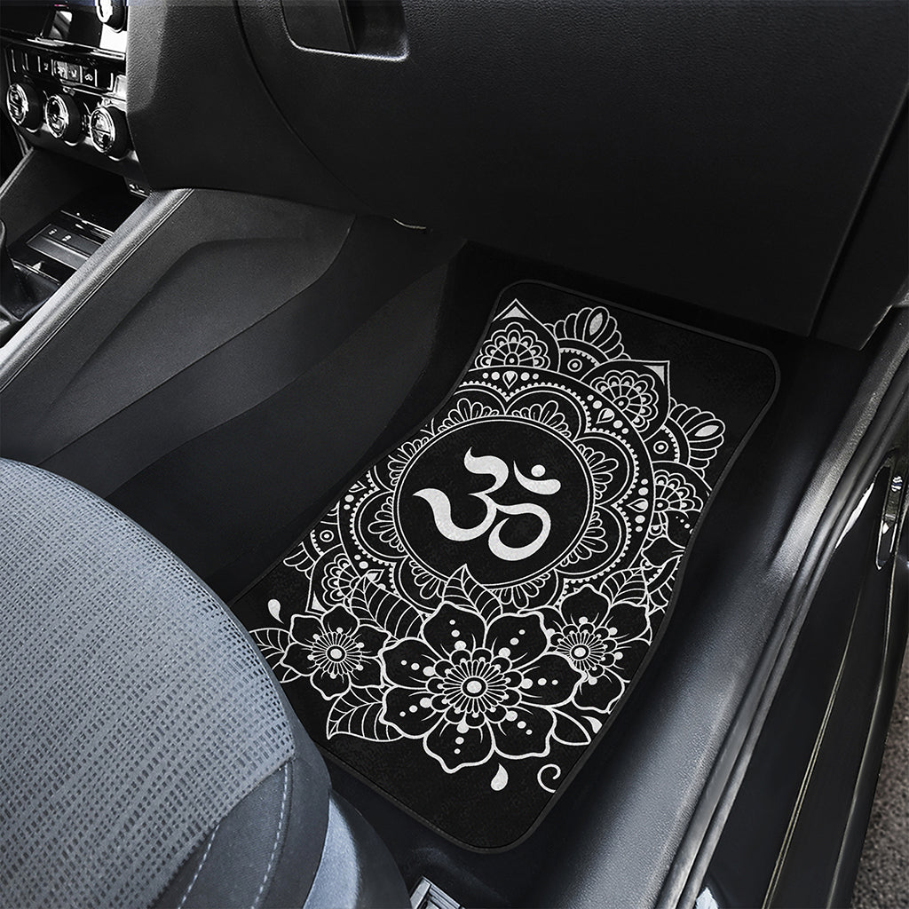 Black And White Om Print Front and Back Car Floor Mats