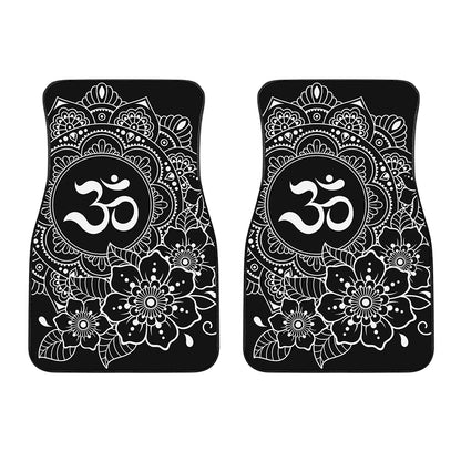 Black And White Om Print Front Car Floor Mats