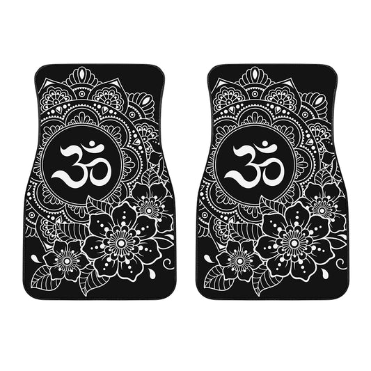 Black And White Om Print Front Car Floor Mats