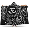 Black And White Om Print Hooded Blanket