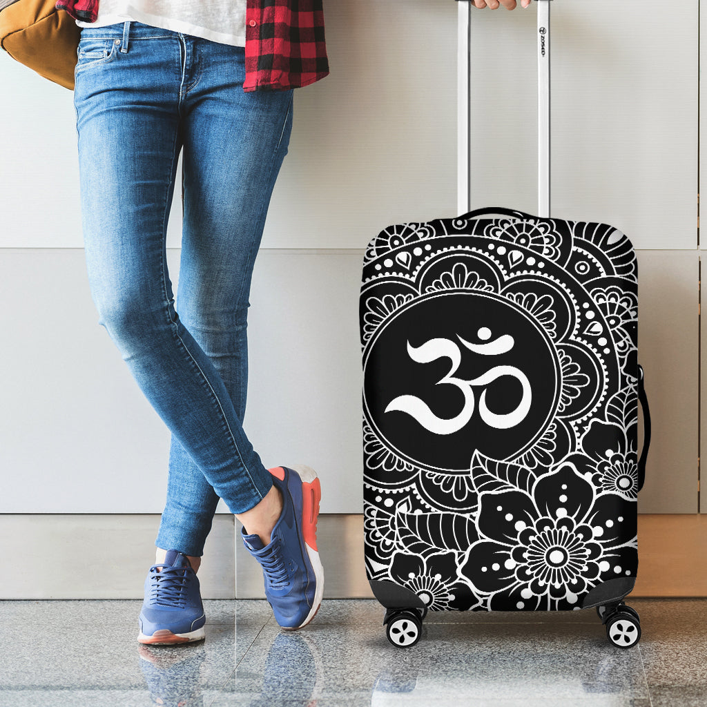 Black And White Om Print Luggage Cover