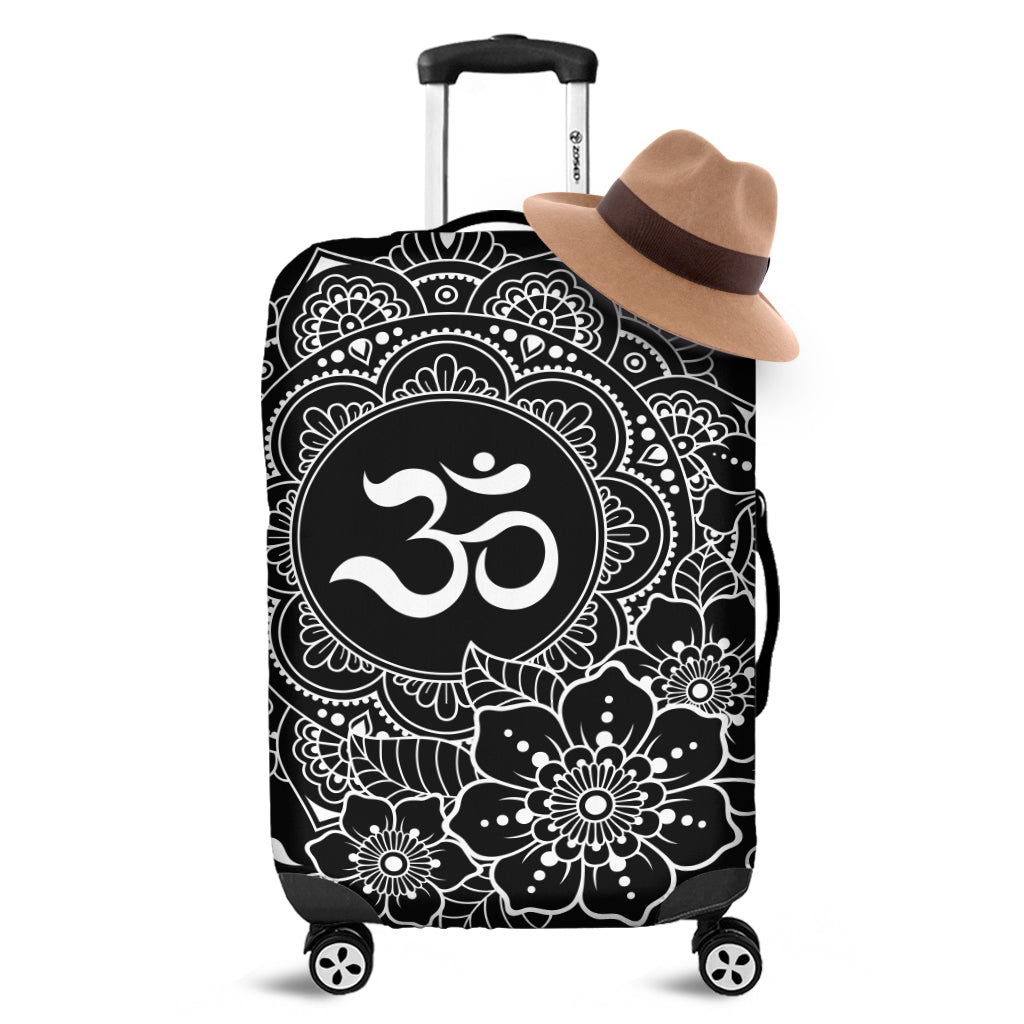 Black And White Om Print Luggage Cover