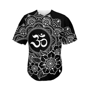 Black And White Om Print Men's Baseball Jersey