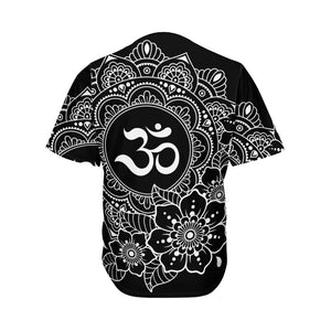 Black And White Om Print Men's Baseball Jersey