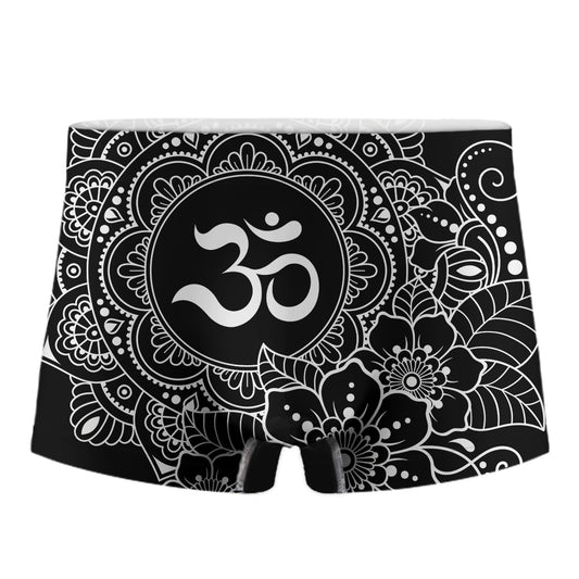 Black And White Om Print Men's Boxer Briefs