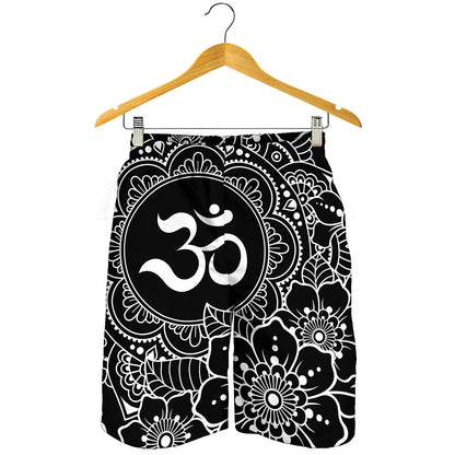 Black And White Om Print Men's Shorts