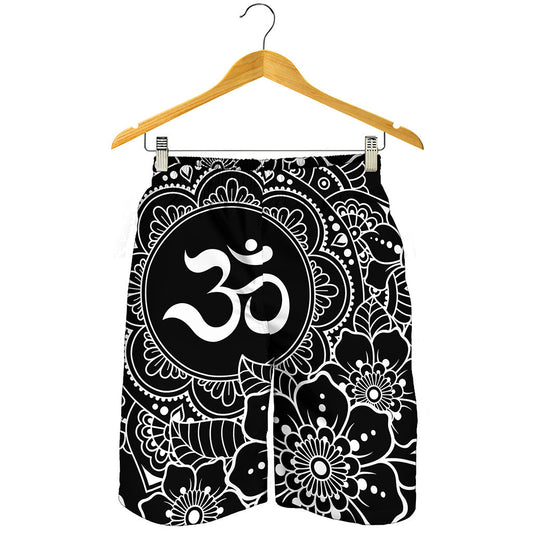 Black And White Om Print Men's Shorts