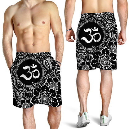 Black And White Om Print Men's Shorts