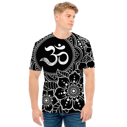 Black And White Om Print Men's T-Shirt