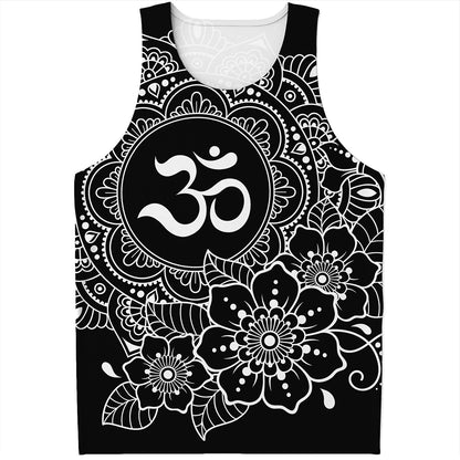 Black And White Om Print Men's Tank Top