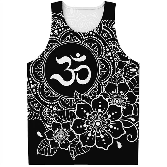 Black And White Om Print Men's Tank Top
