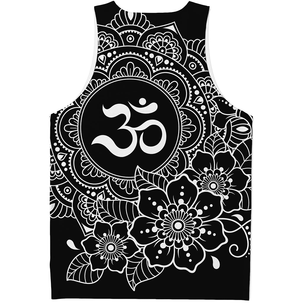 Black And White Om Print Men's Tank Top