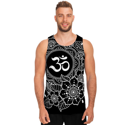 Black And White Om Print Men's Tank Top