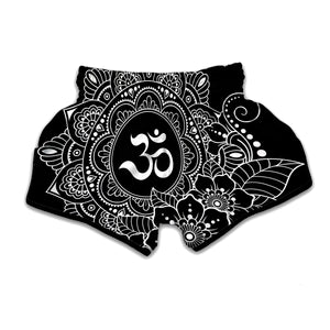 Black And White Om Print Muay Thai Boxing Shorts