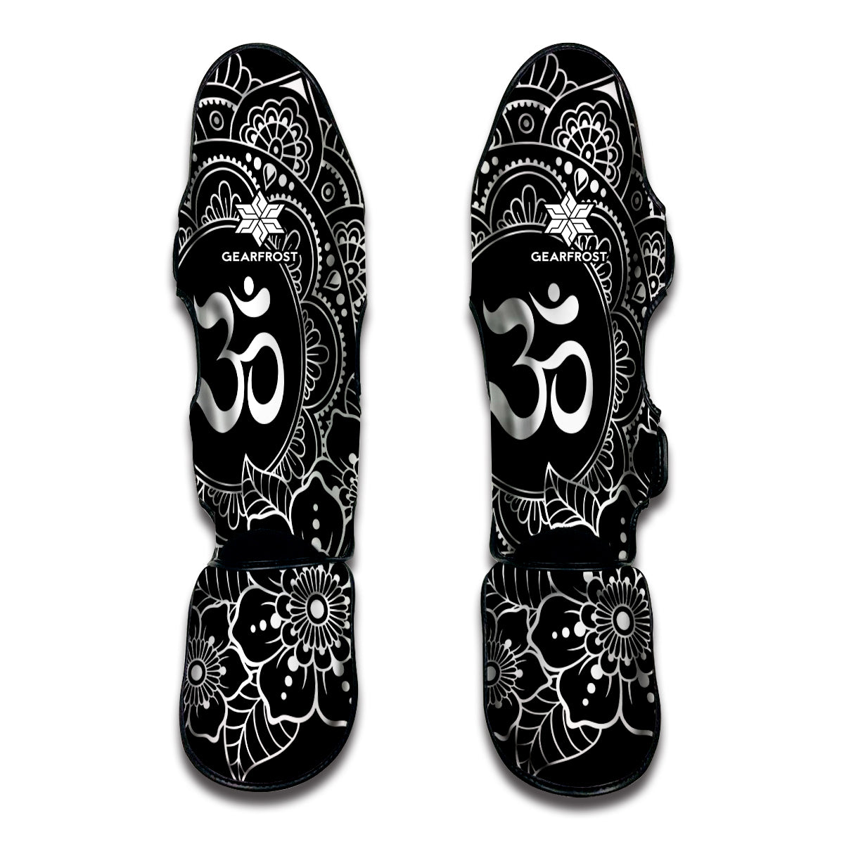 Black And White Om Print Muay Thai Shin Guard