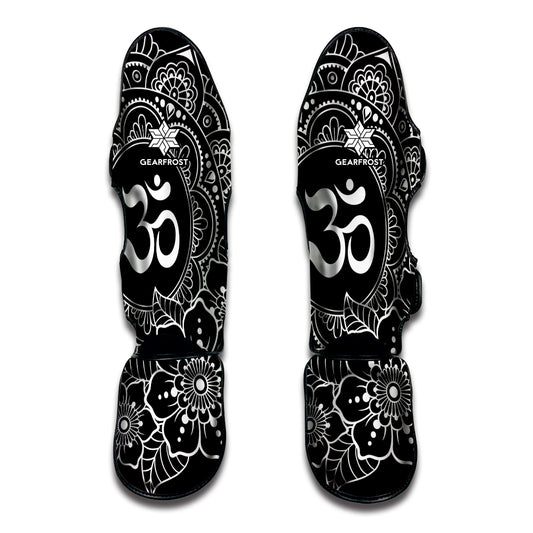 Black And White Om Print Muay Thai Shin Guard