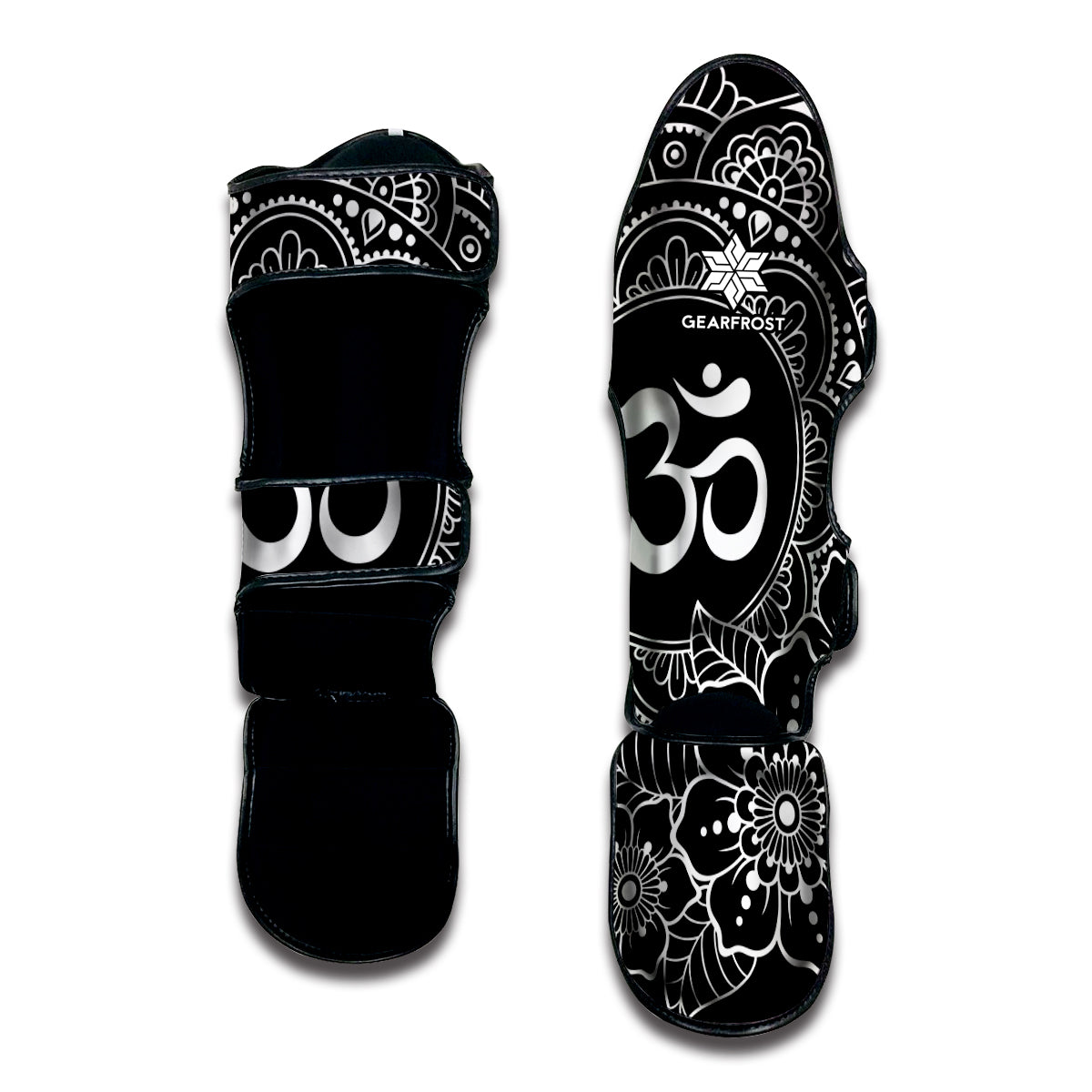 Black And White Om Print Muay Thai Shin Guard