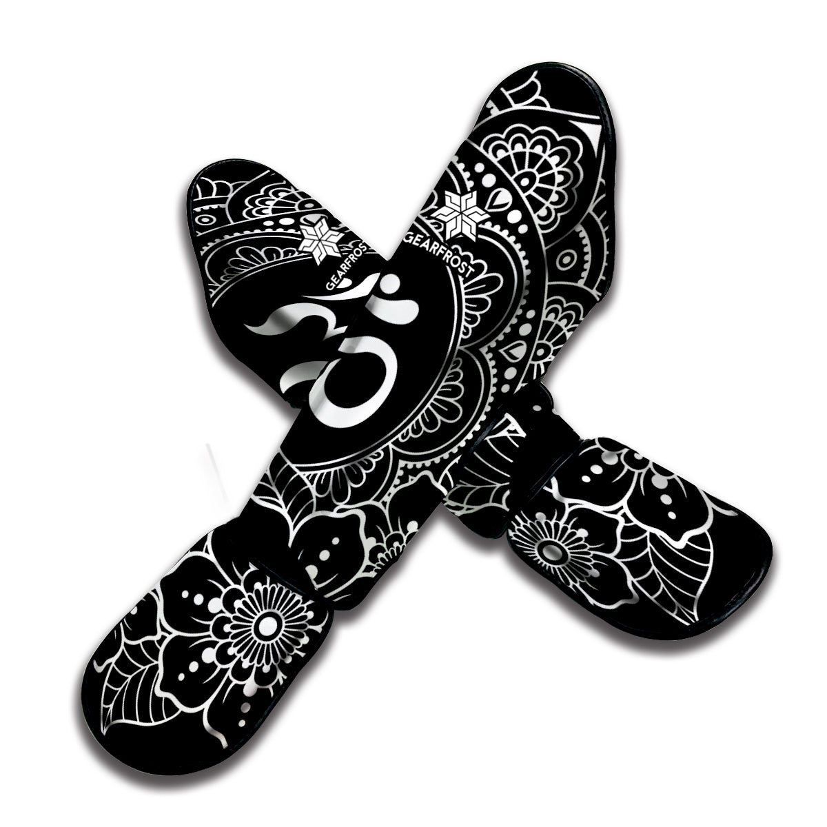 Black And White Om Print Muay Thai Shin Guard