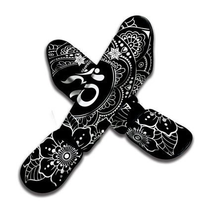 Black And White Om Print Muay Thai Shin Guard