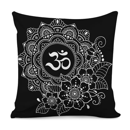 Black And White Om Print Pillow Cover