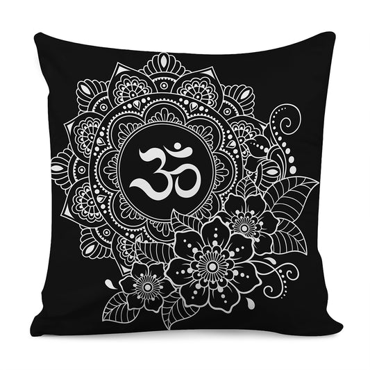 Black And White Om Print Pillow Cover