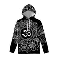 Black And White Om Print Pullover Hoodie