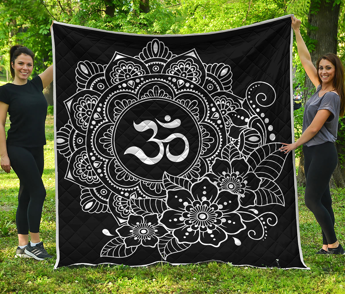 Black And White Om Print Quilt