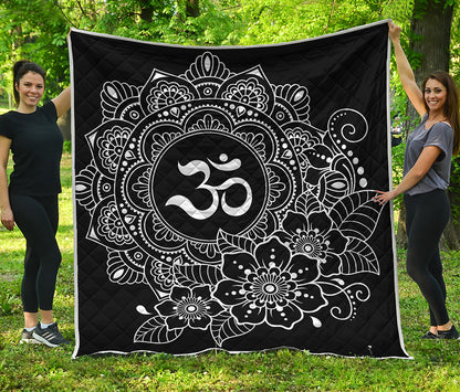 Black And White Om Print Quilt