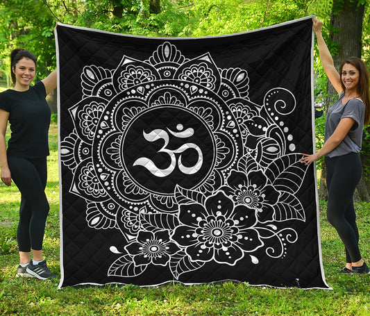 Black And White Om Print Quilt