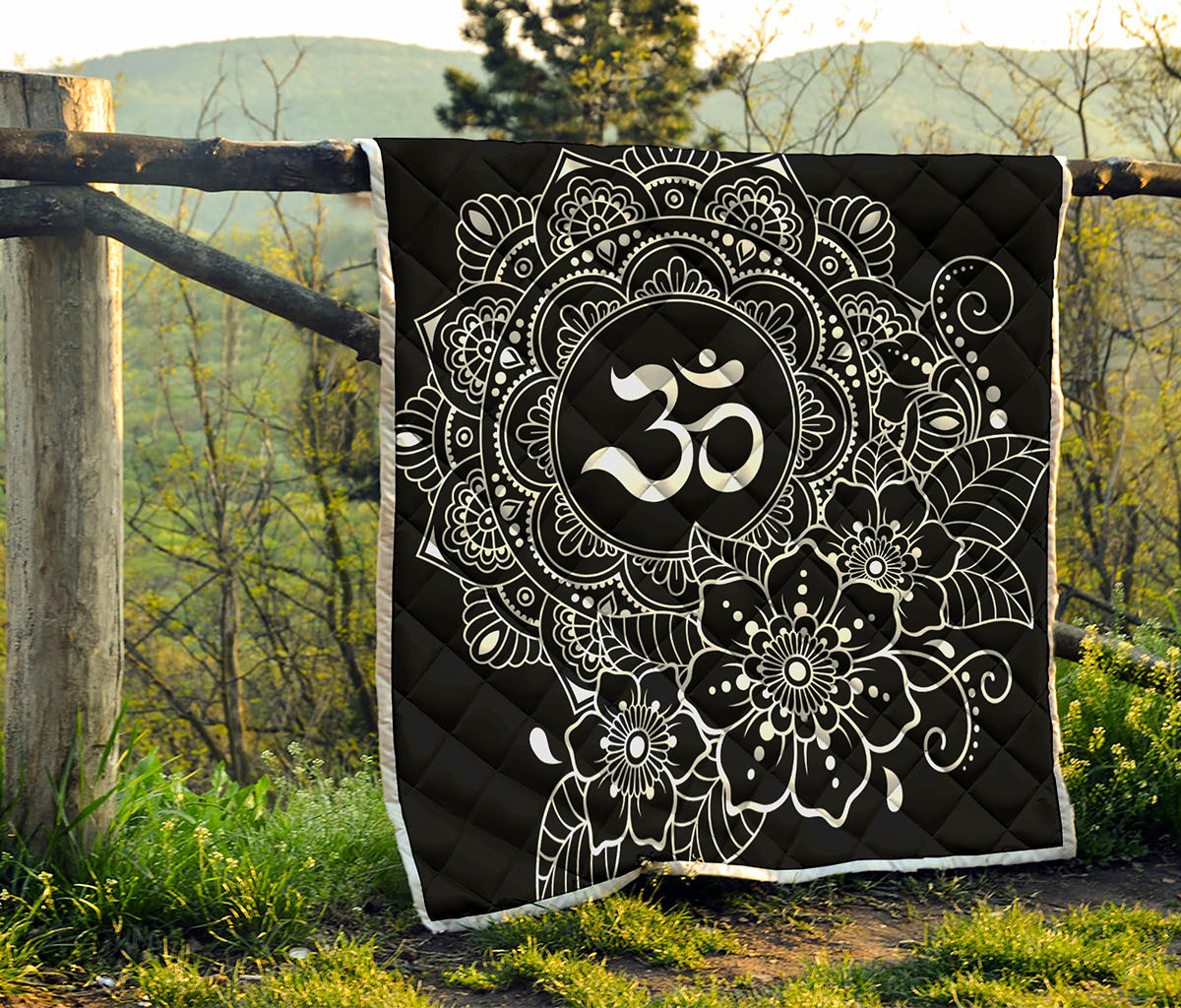 Black And White Om Print Quilt