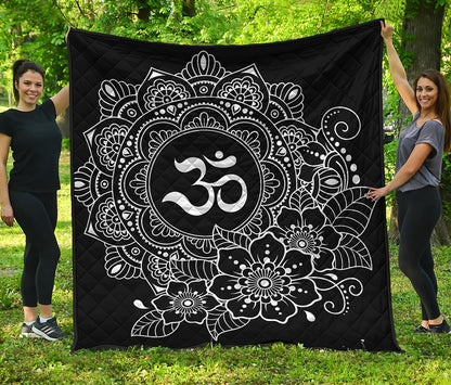 Black And White Om Print Quilt