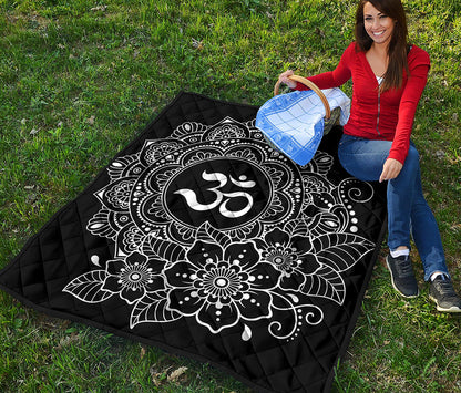 Black And White Om Print Quilt