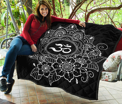 Black And White Om Print Quilt