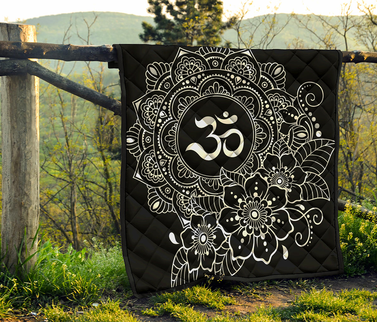 Black And White Om Print Quilt