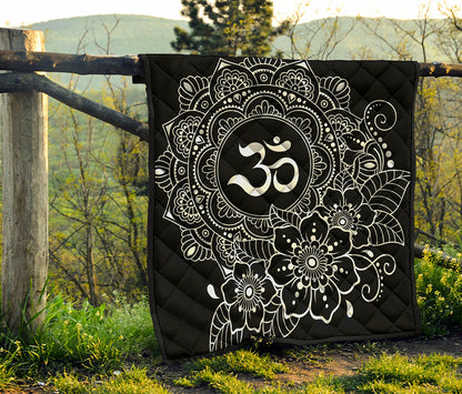 Black And White Om Print Quilt