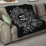 Black And White Om Print Quilt