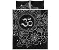 Black And White Om Print Quilt Bed Set