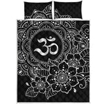 Black And White Om Print Quilt Bed Set