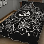 Black And White Om Print Quilt Bed Set