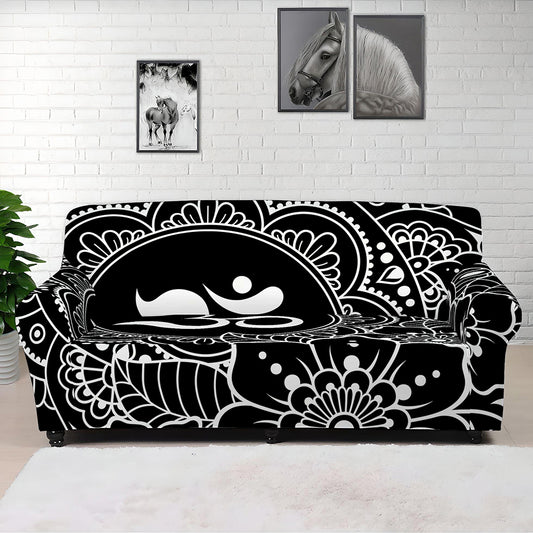 Black And White Om Print Sofa Cover