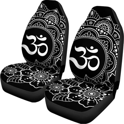 Black And White Om Print Universal Fit Car Seat Covers