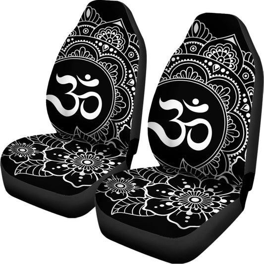 Black And White Om Print Universal Fit Car Seat Covers