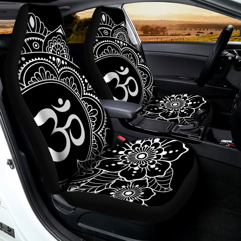 Black And White Om Print Universal Fit Car Seat Covers