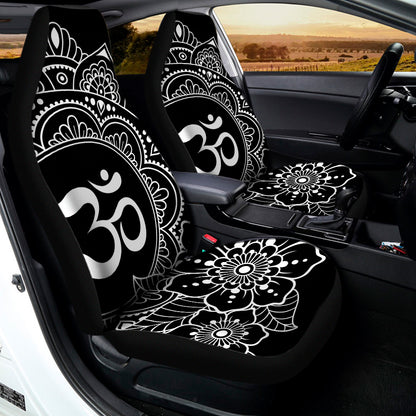 Black And White Om Print Universal Fit Car Seat Covers