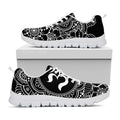 Black And White Om Print White Running Shoes