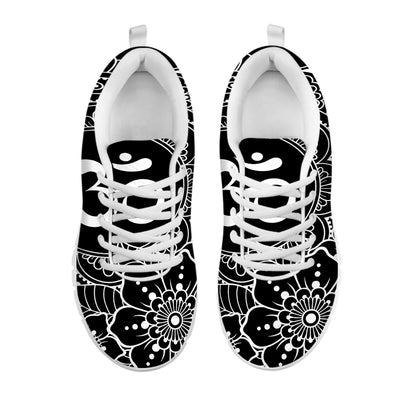 Black And White Om Print White Sneakers