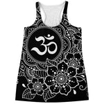 Black And White Om Print Women's Racerback Tank Top