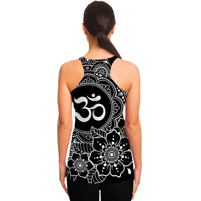Black And White Om Print Women's Racerback Tank Top