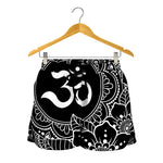 Black And White Om Print Women's Shorts