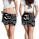 Black And White Om Print Women's Shorts